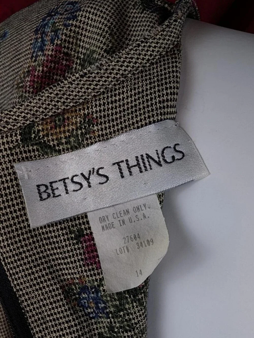 Vintage 90's Betsy's Things Black, Brown, Purple, Blue, & Green Floral Dress